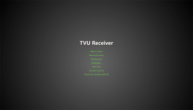 TVU receiver landing page v7.9