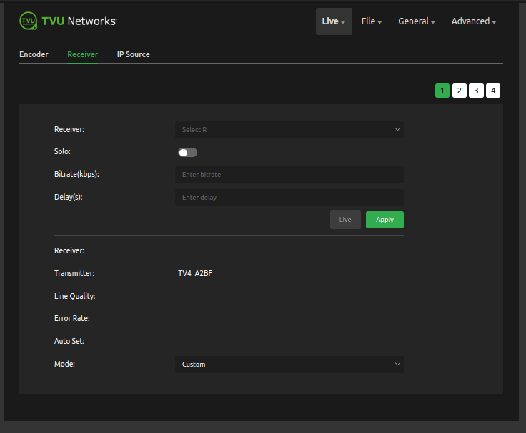 Receiver status page