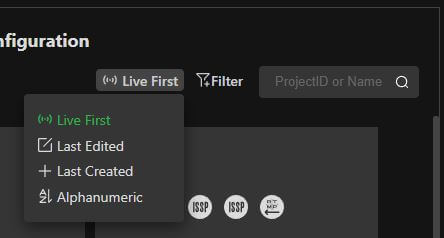 Live first project menu