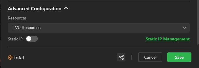 Other Advanced configuration panel