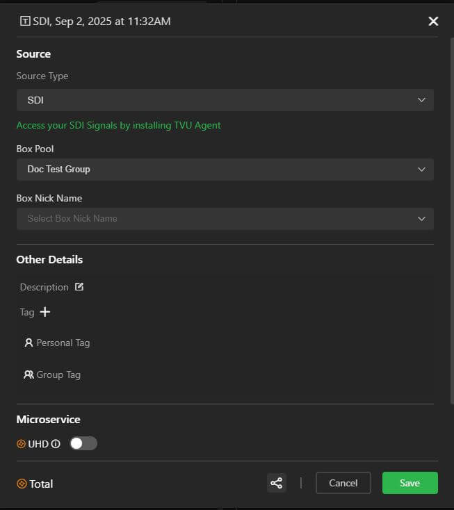 SDI source config