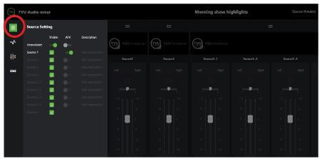 Advanced Audio Mixer source settings menu