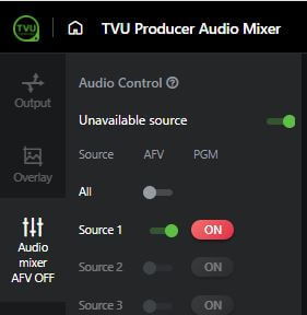 Audio Control Panel - AFV switch OFF