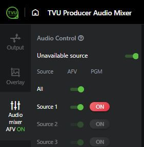 Audio Control panel - AFV switch ON