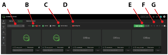 Receivers page controls and functions