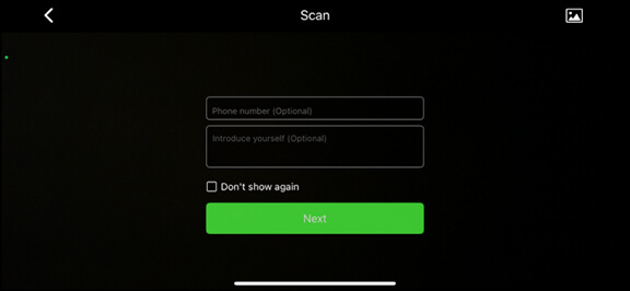 Scan screen user info