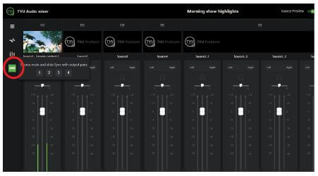 Source mute and slide sync with output pairs