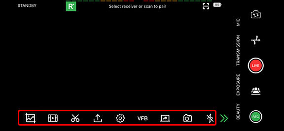 TVU Anywhere primary feature menu