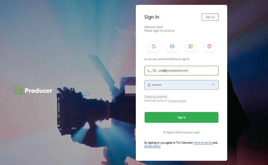 SIgn up page