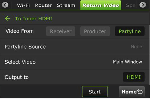 RVF tab - Receiver to inner HDMI Partyline