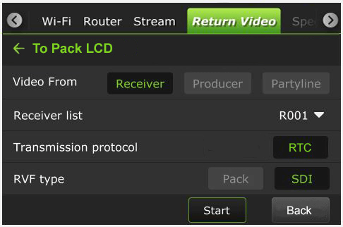 RVF tab - Receiver to pack LCD
