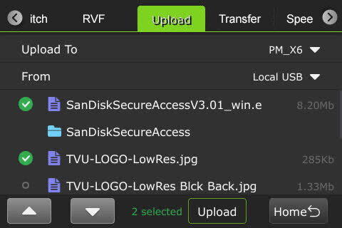 Upload tab
