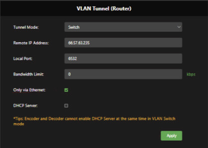 vlan router ethernet only