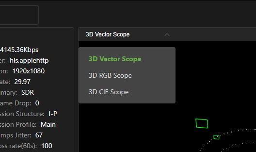 3D vector scope menu