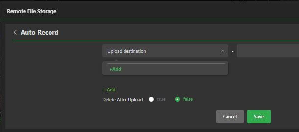 Auto Record panel