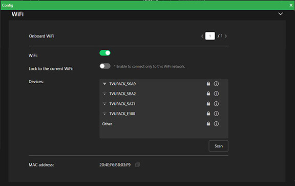 Ethernet icon WiFi panel