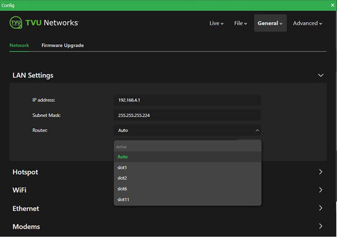 General Network LAN settings router menu