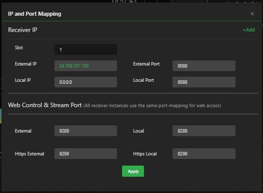 IP and Port Mapping window
