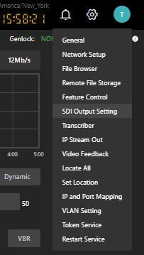 SDI Output Setting selection