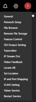 Settings menu