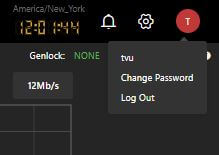 TVU Server User Preference menu