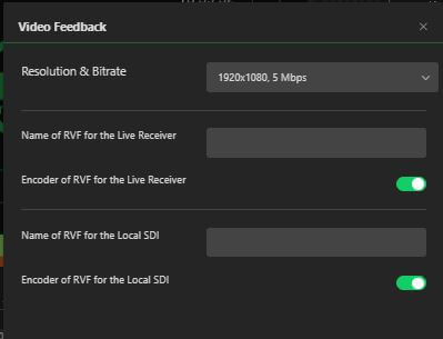Video Feedback settings