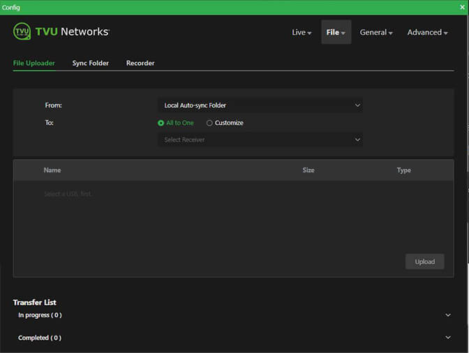 File uploader panel