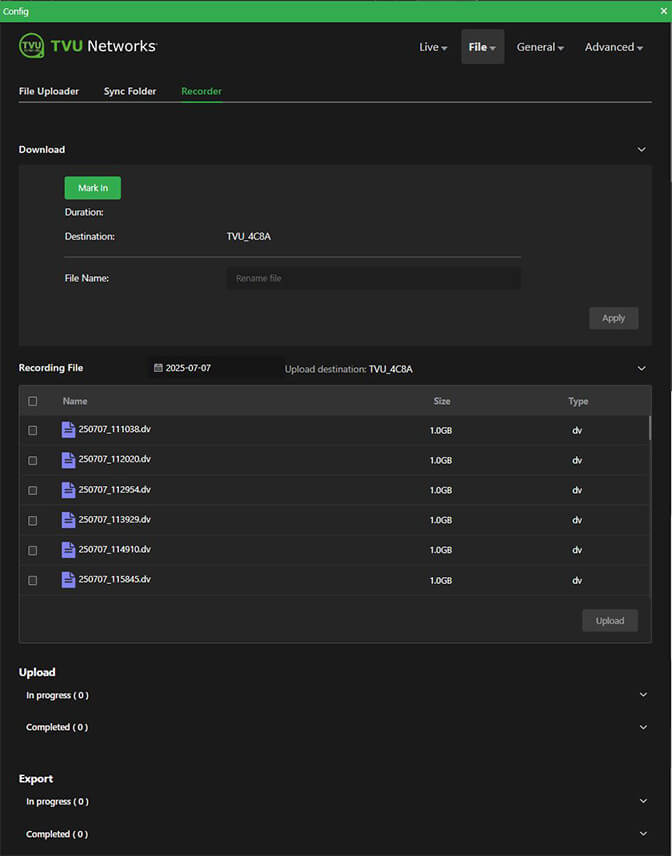file recorder panel