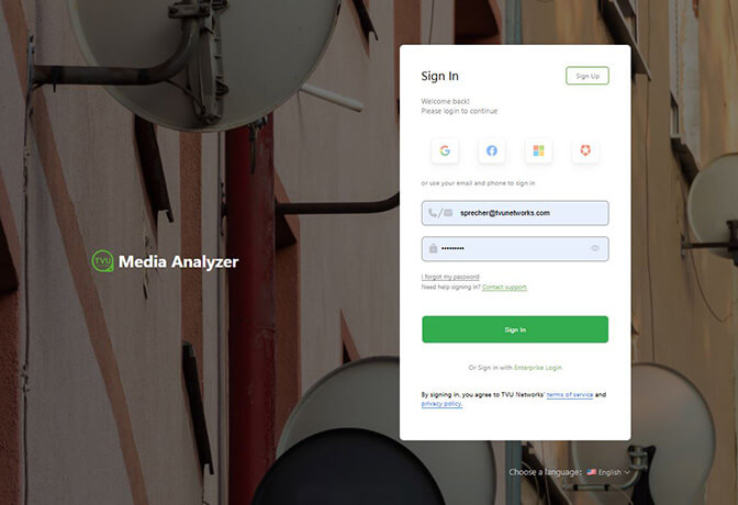 media analyzer sign in page