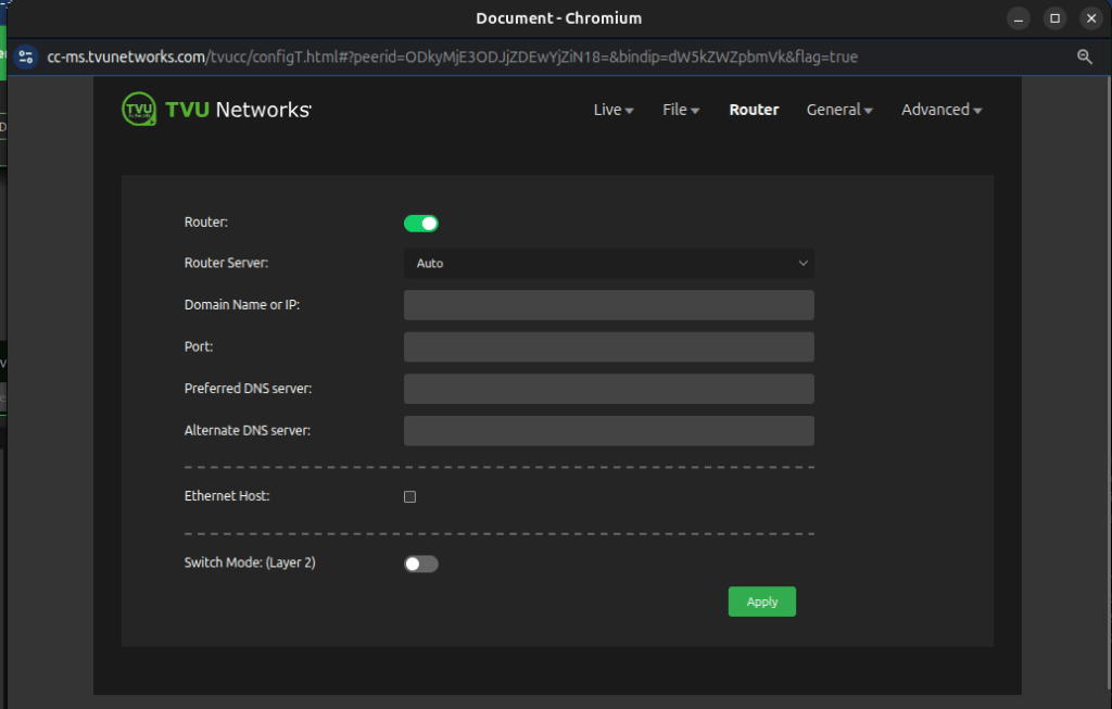 Router mode panel