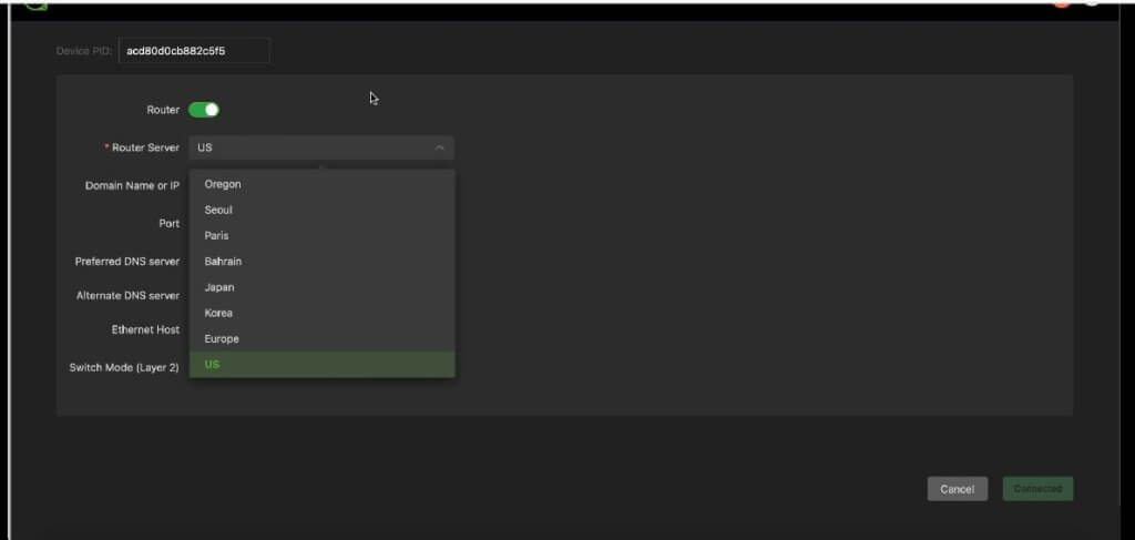 router setting window