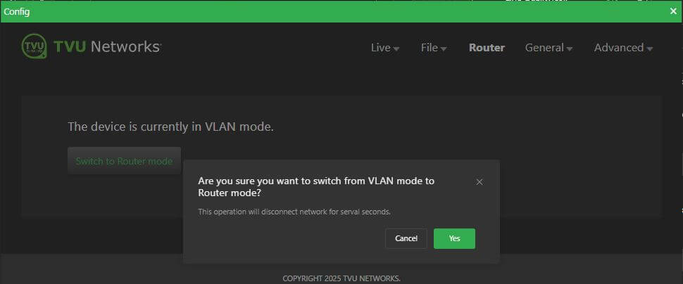 switch to Router mode button