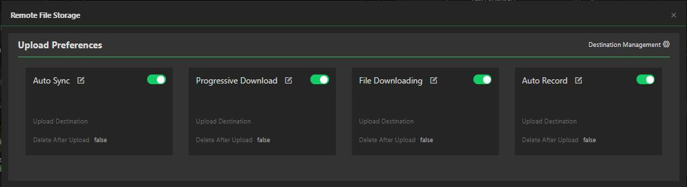upload preferences panel