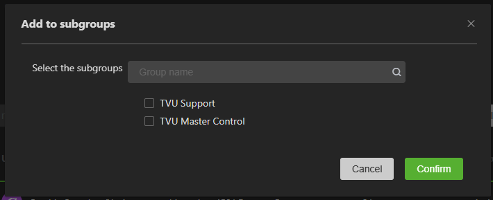 Add to subgroups window