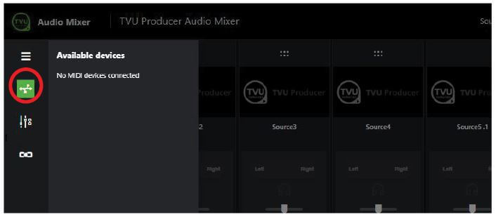 Advanced Audio Mixer MIDI device menu