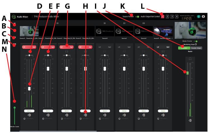 Advanced Audio Mixer Web interface