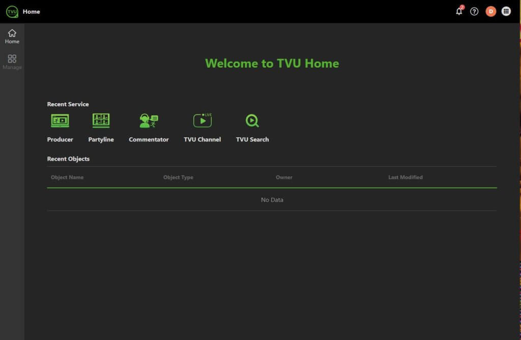 TVU Home landing page