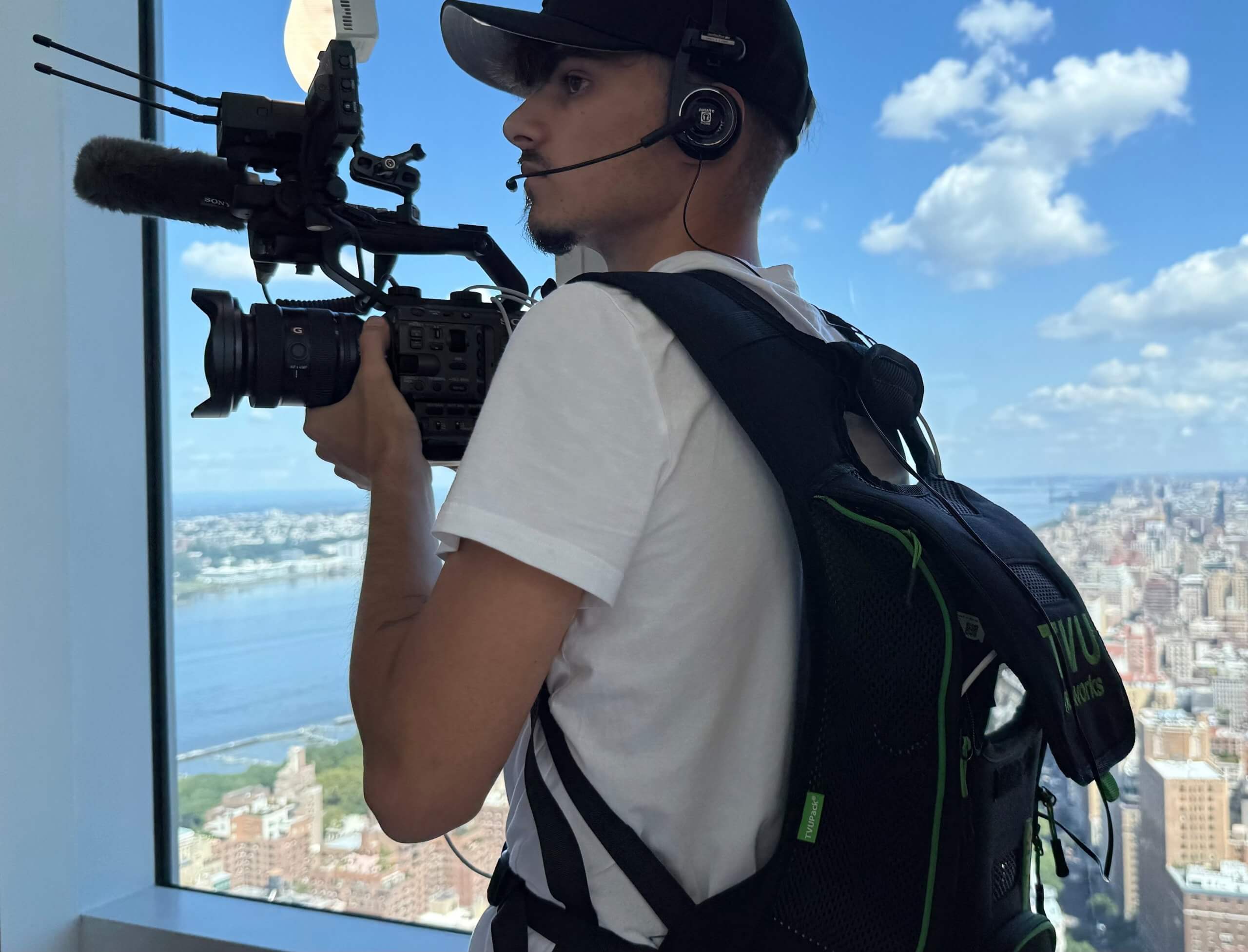 cameraman using tvu IRL backpack to stream IShowSpeed