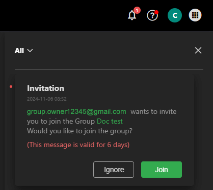 Join group notification