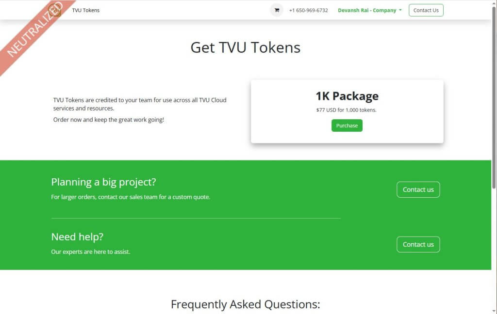 TVU Tokens page