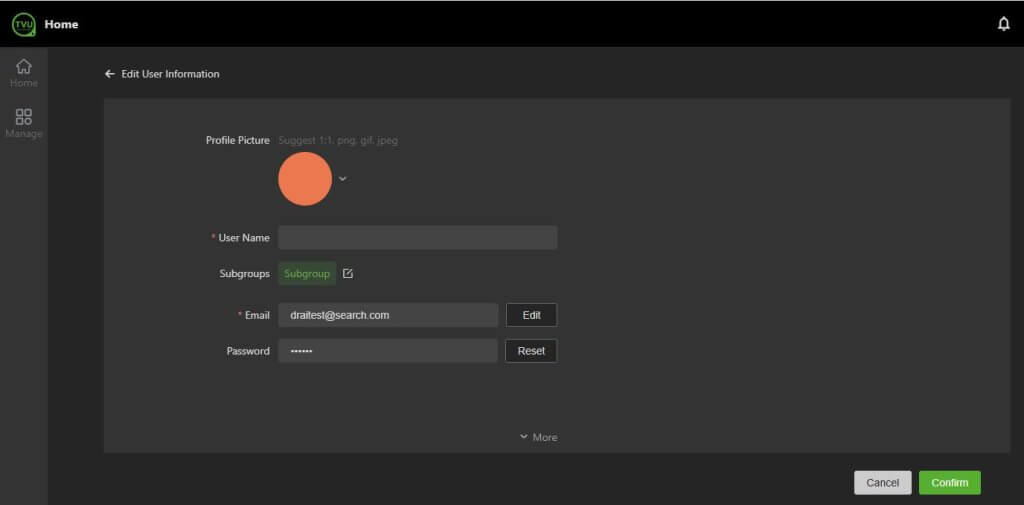 Edit User Information window