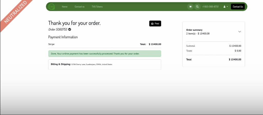 billing payment confirmation