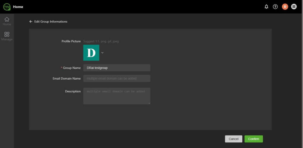 Edit Group Information page