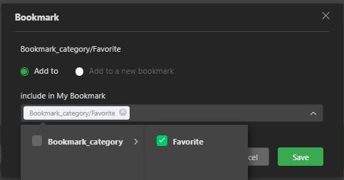 Add to bookmark category
