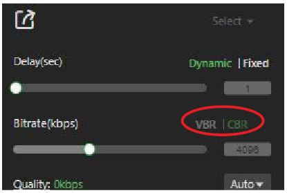 Advanced Control page - Mode selection menu