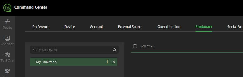 Command Center Settings - Bookmark tab