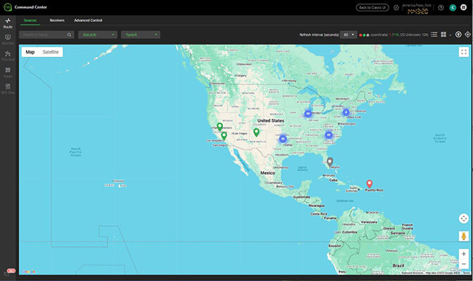 Geo locations of sources and receivers