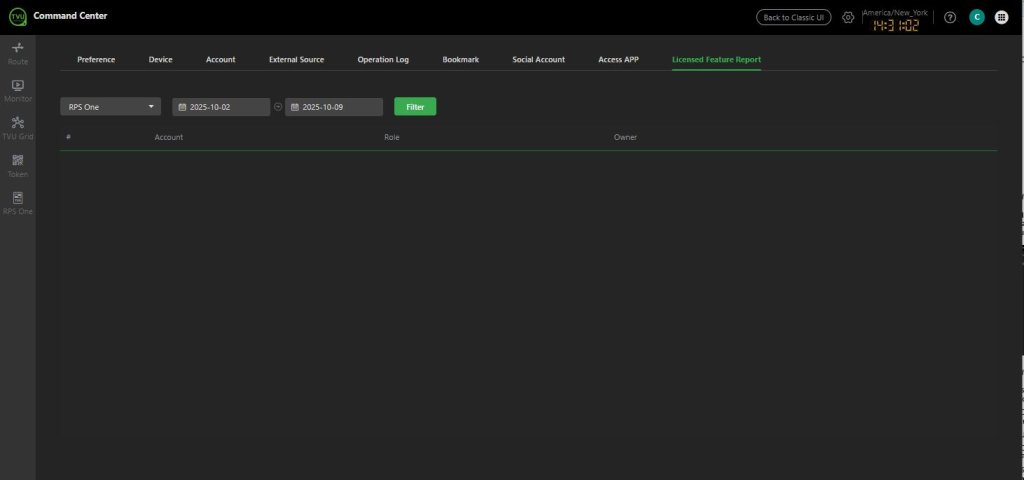 Licensed feature report tab