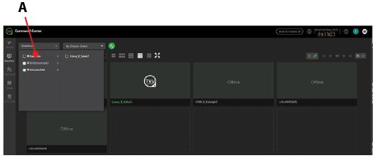 Monitor tab functions - Bookmark receiver selection menu
