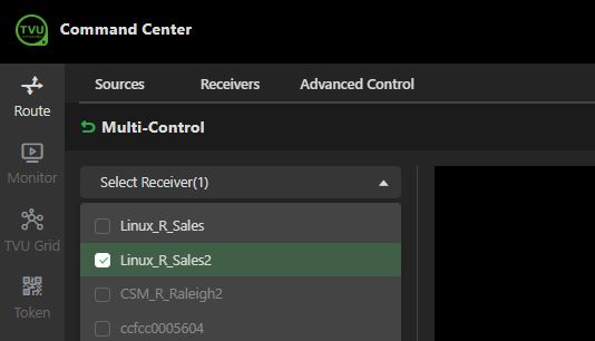 Multi-Control window select receiver menu